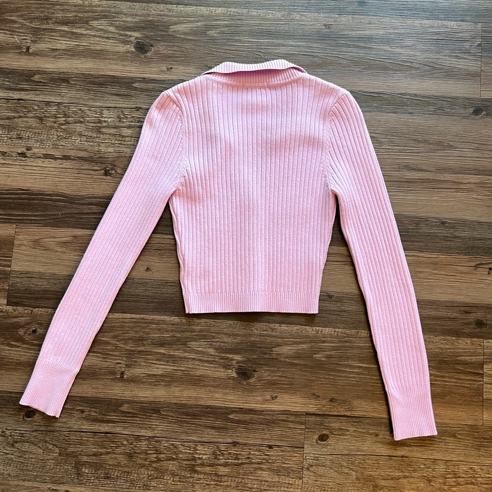 Lavender Ribbed Cropped Sweater - Picture 2 of 5